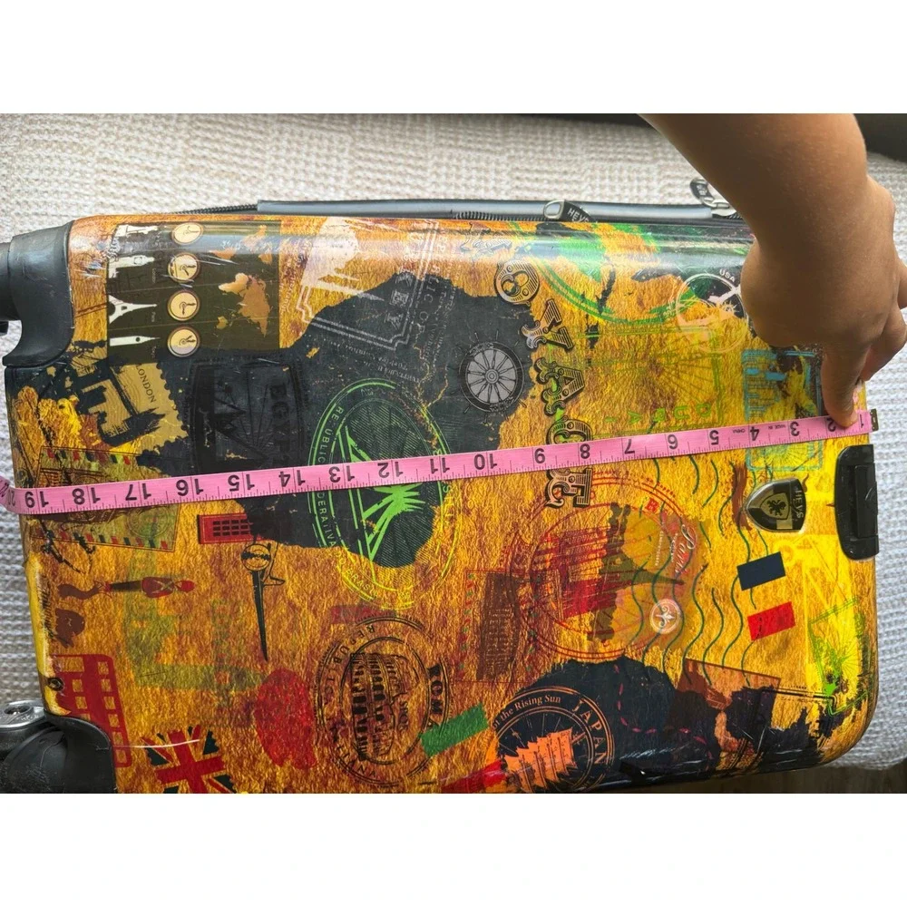 Heys World Map Voyage Hardside Spinner Suitcase Multicolor Carry-On Luggage 
